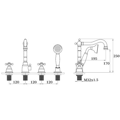 Смеситель для ванны Ganzer Konstantin GZ09033