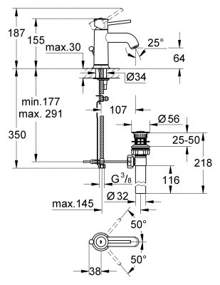 Смеситель для раковины Grohe BauClassic 23161000