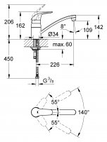 Смеситель для кухни Grohe Euroeco 32750000 хром