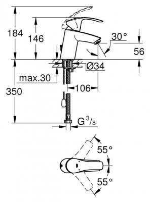 Смеситель для раковины Grohe Eurosmart New 33188002