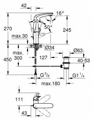 Смеситель для раковины Grohe Eurostyle New 23569LS3