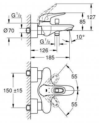 Смеситель для ванны Grohe Eurostyle New 33591003