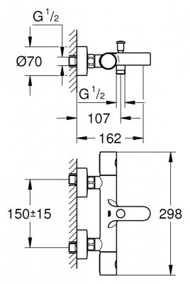 Смеситель для ванны Grohe Grohtherm 1000 Cosmopolitan 34215002
