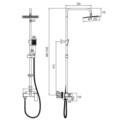 Душевая стойка Ledeme L72425Y-1