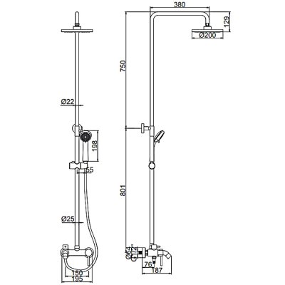 Душевая стойка Ledeme L2452A