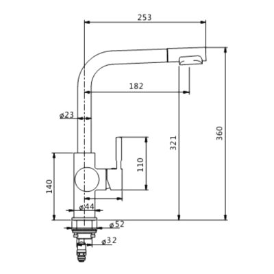 Смеситель для кухни OUTE T60303BK