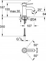 Смеситель для раковины Grohe BauClassic 23162000