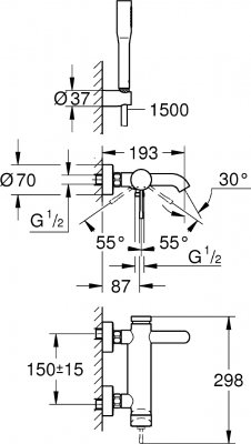 Смеситель для ванны Grohe Essence New 33628001