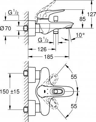 Смеситель для ванны Grohe Eurostyle New 33591003