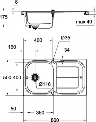 Мойка для кухни из нержавеющей стали Grohe K300 31563SD0