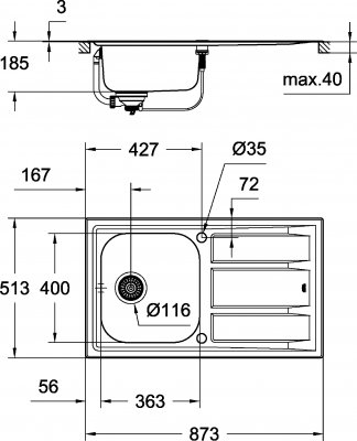 Мойка для кухни из нержавеющей стали Grohe K400 31568SD0