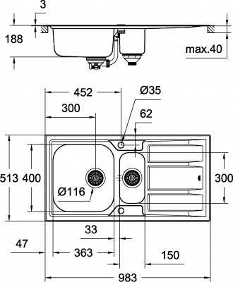 Мойка для кухни из нержавеющей стали Grohe K400 31569SD0