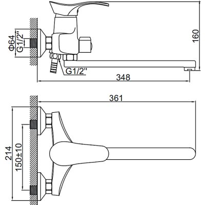 Смеситель для ванны Ledeme L2202b-01