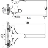 Смеситель для ванны Ledeme L2202b-01