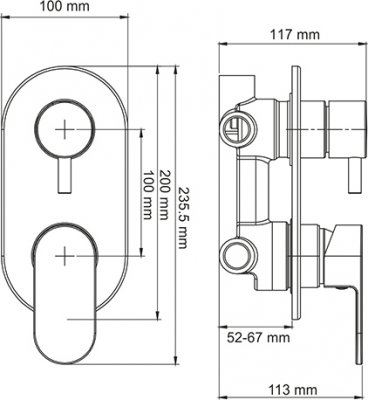 Смеситель для ванны WasserKRAFT Dinkel 5871 с внутренней частью