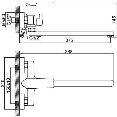 Смеситель для ванны Ledeme L2278B