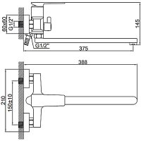 Смеситель для ванны Ledeme L2278B