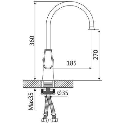 Смеситель для кухни OUTE T4513BK