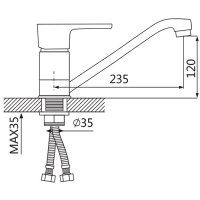 Смеситель для кухни OUTE T1603B